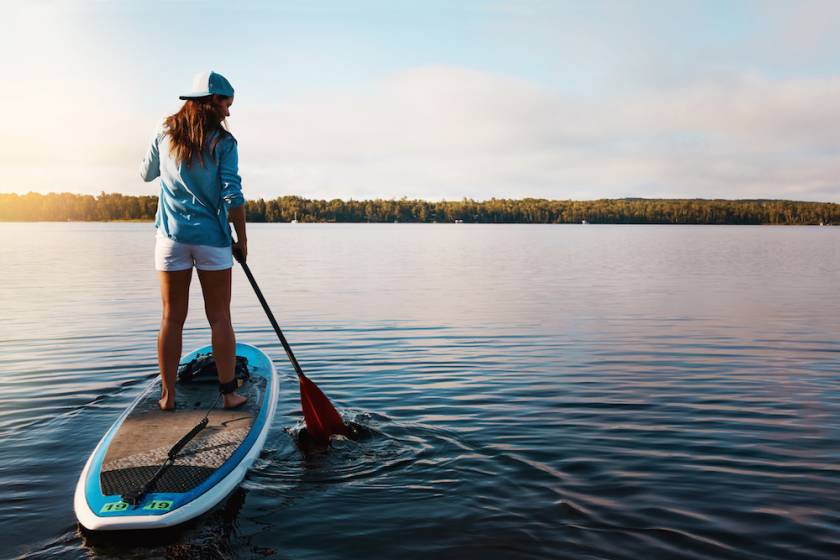 tahoe donner lake paddle boarding girl